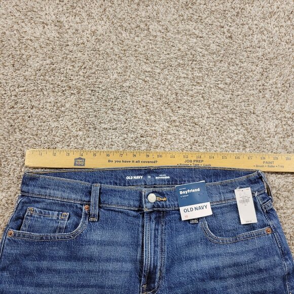 Old Navy Boyfriend Shorts Womens 12 Denim Dark Wash Raw Hem Tags - Picture 3 of 6